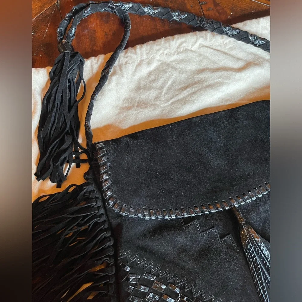 Jimmy Choo black suede fringed bag - Picture 5 of 7